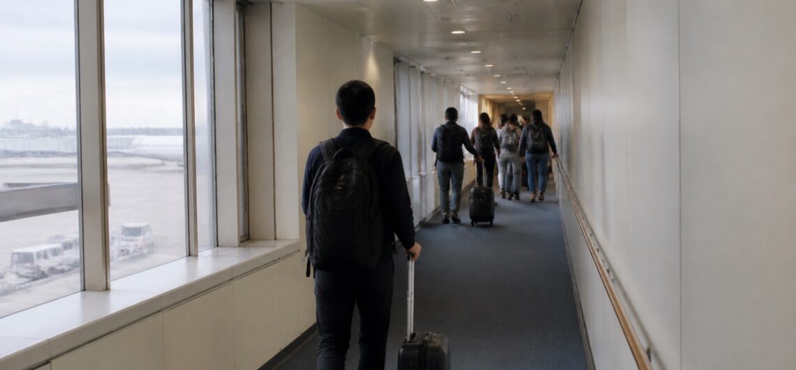 成田空港からセブ島行きの旅へ向かう旅行者